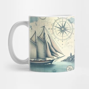 Vintage Nautical Sailboat Map Mug